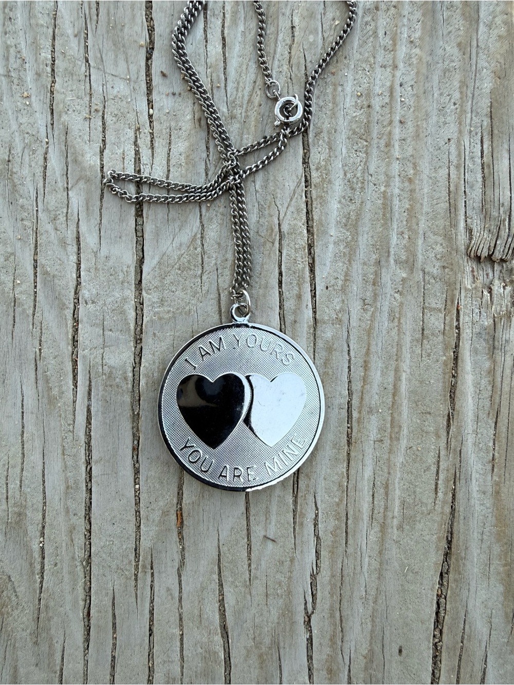 Bundle 3 for 50% off Deadstock 1970s Silver Tone I Am Yours You Are Mine Pendant